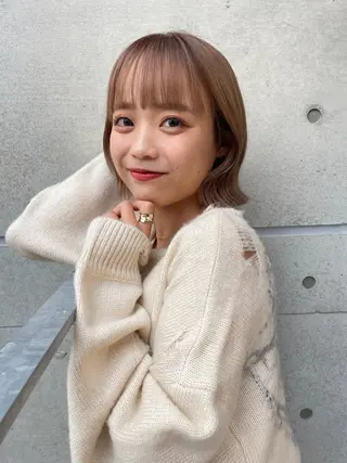 ミディアム まいか🤎髪質改善 ミルクティーボブ🎀のヘアスタイル