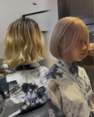 ミディアム カラー 岡山ハイトーン・ ルーツカラー/こもものヘアスタイル