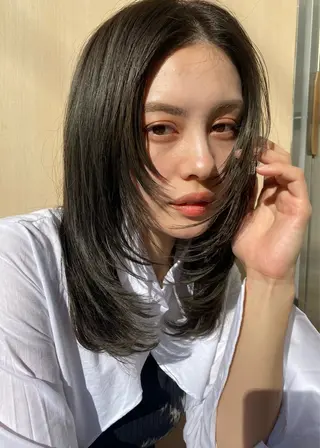 ミディアム 顔まわりカット/金山 /大園芽依のヘアスタイル