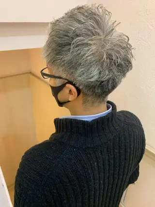 ミディアム パーマ メンズ HIROGINZAプレミアムバーバー赤坂店所属・田中 千恩のヘアスタイル