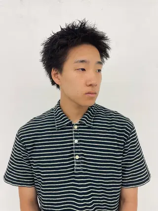 ショート メンズ スパイキーパーマ 柏NO1 藤本葉のヘアスタイル