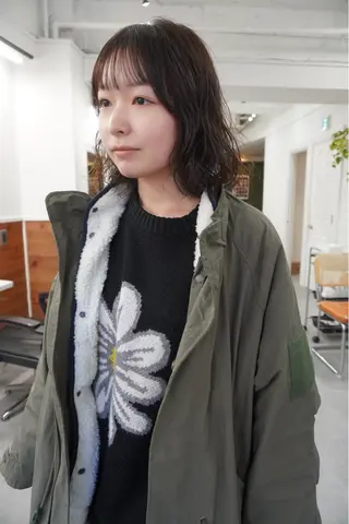 ミディアム カラー パーマ レイヤー／似合わせ TAKUYAのヘアスタイル