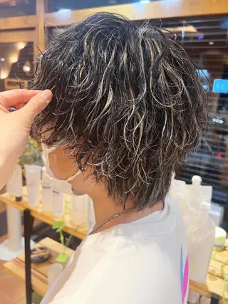 ショート カラー パーマ ヘアアレンジ メンズ キッズ morio from london所属・松岡彩華 ボブ /グレージュのヘアスタイル