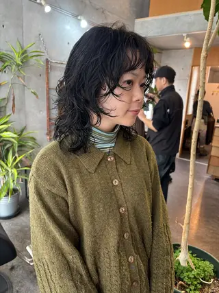 ミディアム パーマ 大林 エリコのヘアスタイル