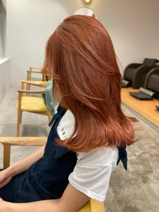 セミロング カラー レイヤー/柔色 カラー/SAkiのヘアスタイル