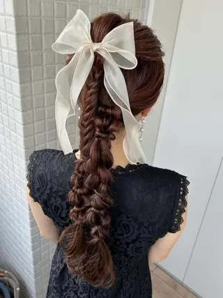 ロング ヘアアレンジ 艶カラー/縮毛矯正/ ケア/アレンジ/桜悠のヘアスタイル