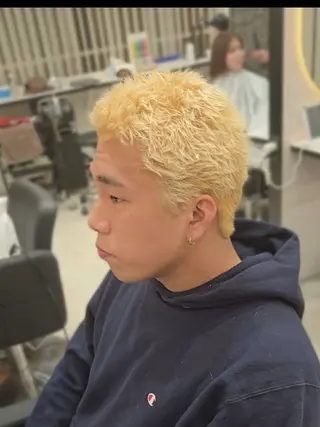 メンズ ショート カラー パーマ Lapis 名古屋駅前店所属・LEN名古屋/パーマ 海外ヘア/メンズ特化のヘアスタイル