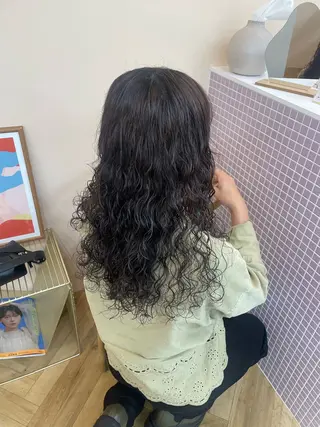 ロング パーマ カットモデル/ ハイトーン/ゆうあのヘアスタイル