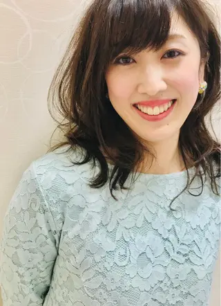 セミロング カラー パーマ ママ美容師 ＊ヒマワリのヘアスタイル