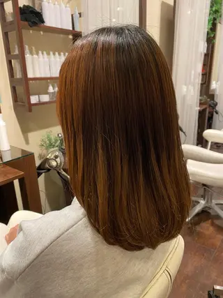 セミロング 艶ｶﾗｰ｜ｽﾄﾚｰﾄ 🍟yuki🍟のヘアスタイル