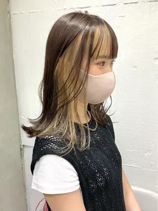 セミロング カラー ヘアアレンジ SALOWIN原宿ash店所属・憧れの艶ハイトーンへ 🌙サイダサキのヘアスタイル