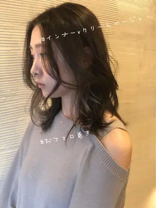 セミロング カラー パーマ ✖️リーアキト LEEAKITO✖️のヘアスタイル