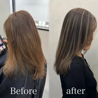 セミロング カラー ハイライト／髪質改善 裕樹のヘアスタイル