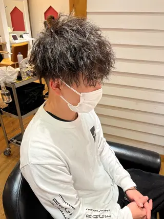 ミディアム パーマ メンズ AVANCE.難波 店長 松元のヘアスタイル