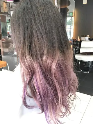 セミロング カラー 白髪ぼかしハイライト 柳川拓哉のヘアスタイル