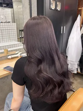 ロング カラー 🌷ラベンダーピンク 顔まわり🌷ねいろのヘアスタイル