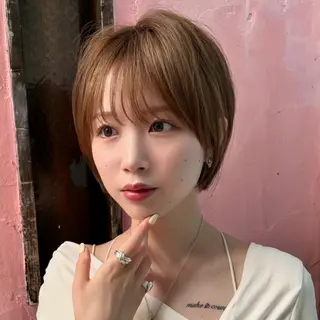 ショート ショート/レイヤー/ 縮毛矯正/ 渡邊莉玖のヘアスタイル