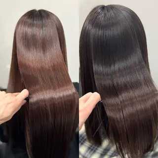 ロング パーマ ブリーチなし Ⅰ 髪質改善カラーのヘアスタイル