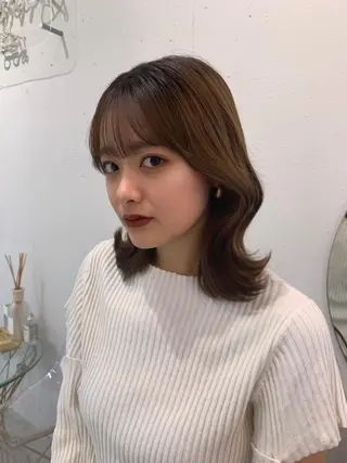 ミディアム 新宿/韓国レイヤー 髪質改善カラー/角所のヘアスタイル