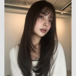 ロング 韓国レイヤーカット✨ 縮毛矯正　原田 優作のヘアスタイル
