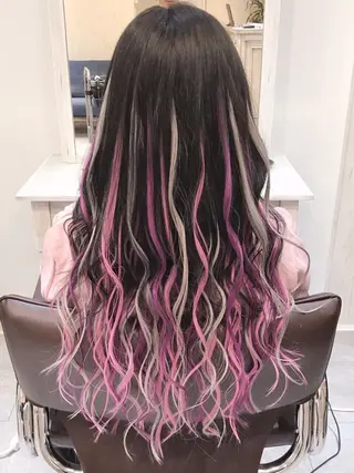 ロング カラー パーマ ヘアアレンジ Device ディバイスのヘアスタイル