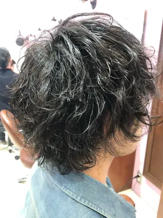 ミディアム パーマ メンズ 大阪長居🌱野見山 卓也のヘアスタイル