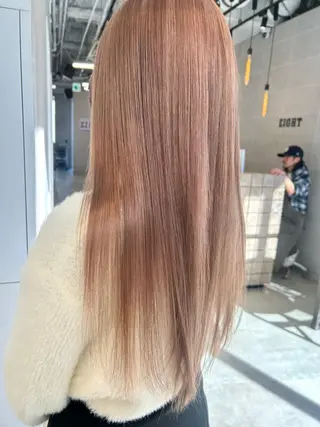 ロング カラー ピンク/ベージュ /似合わせ/田島百華のヘアスタイル