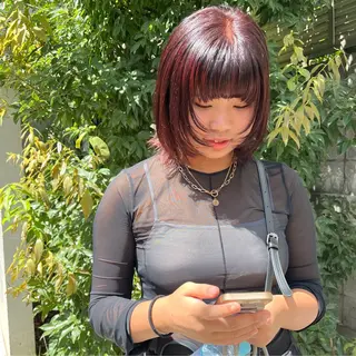 ミディアム カラー 暖色/パーマ 🌼クニトウメイのヘアスタイル