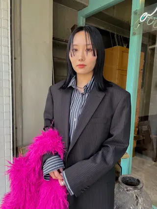 ミディアム カラー パーマ/レイヤー 岩山丈一郎のヘアスタイル