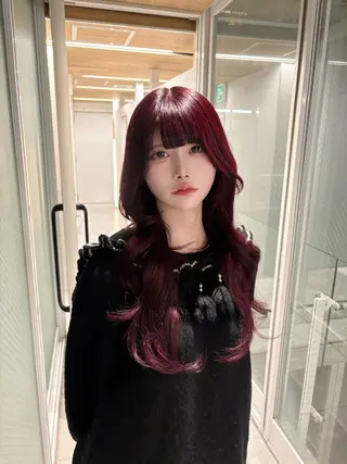 ロング カラー SOKI|赤髪 ×レイヤー|外苑前のヘアスタイル