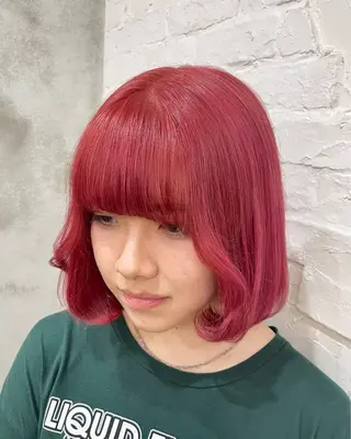 ミディアム カラー ヘアアレンジ 【ピンク/韓国ヘア/ ヘアセット】亜海のヘアスタイル