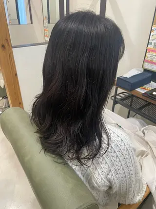 セミロング パーマ 艶感暖色カラー /透明感/瀬戸山舞のヘアスタイル