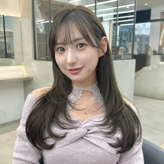 ミディアム カラー 縮毛/レイヤー 韓国/橋口のヘアスタイル