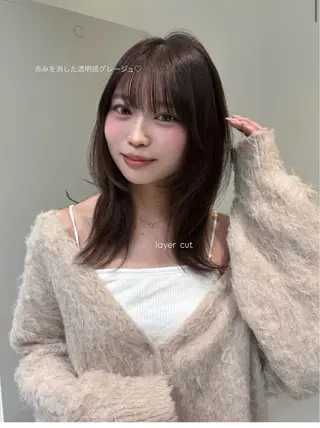 ミディアム カラー 透明感カラー Jilblanアオイのヘアスタイル