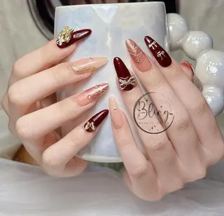 ロング カラー 波 なみのネイルデザイン