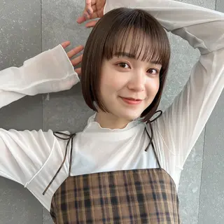 ショート カラー ボブ/巻ける縮毛矯正 /韓国レイヤーはなのヘアスタイル