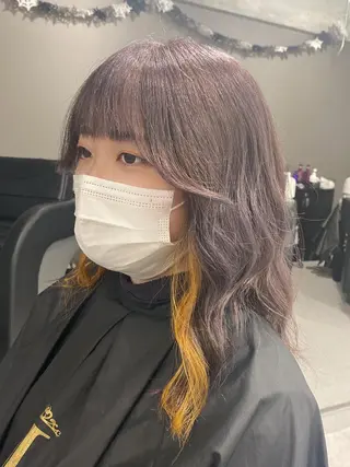ロング カラー 韓国ヘア特化💍 tiam💍ブリーチのヘアスタイル
