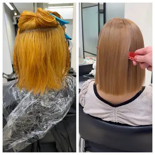ショート け んブリーチ縮毛矯正のヘアスタイル