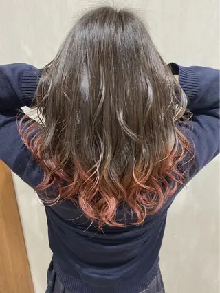 セミロング カラー ヘアアレンジ ハイトーン/韓国風 🤍Nacchi🐈のマツエク・マツパデザイン