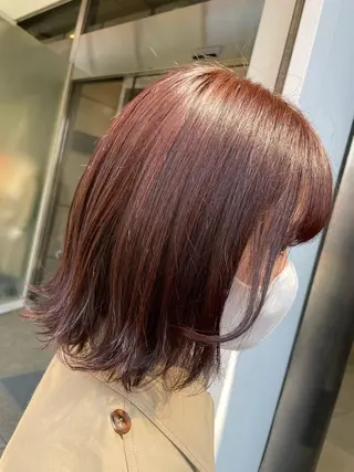 ミディアム クロスパーマ/うる艶 カラー/Kurumiのヘアスタイル