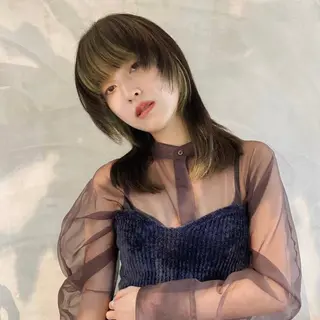 セミロング カラー honoka ikegamiのヘアスタイル