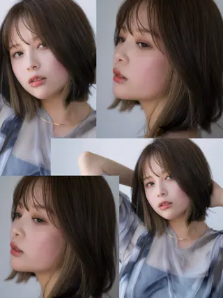 ミディアム ウルフとデザイン カラーの神のヘアスタイル