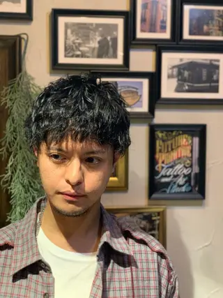 ショート パーマ メンズ familiar BOND所属・佐々木陸斗 ショート&メンズのヘアスタイル