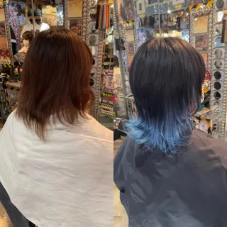 ショート カラー ヘアアレンジ haco+所属・🌈派手髪エクステ ブレイズ🌈ひろとのヘアスタイル