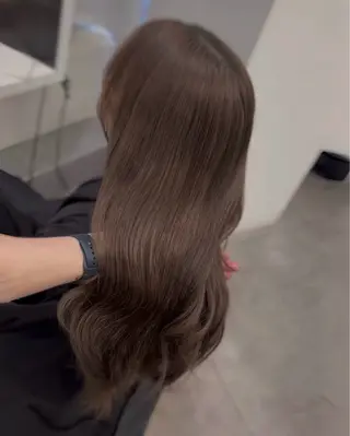 ミディアム カラー パーマ ブリーチなし/ ベージュ/akiraのヘアスタイル