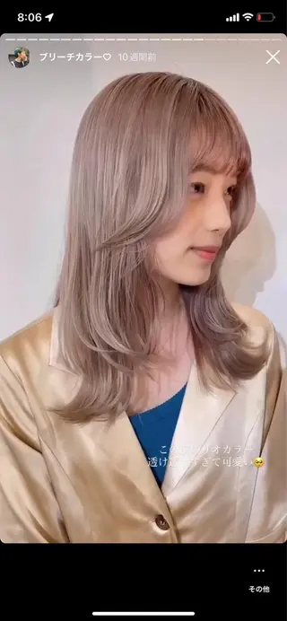 ミディアム maruquee de mashu所属・モモコ/ブリーチ/ ミルクティカラーのヘアスタイル