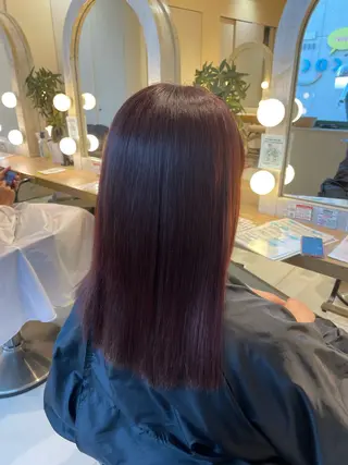 ミディアム カラー 暖色カラー/ブリーチ なしカラー/艶カラーのヘアスタイル