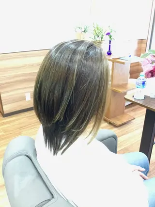 ミディアム カラー パーマ Annon プライベートサロンのヘアスタイル