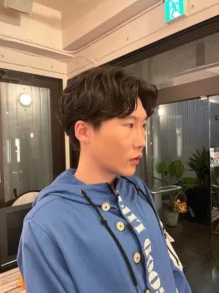 ショート パーマ メンズ 韓国ナチュラル・ ベージュ/落合夏希のヘアスタイル