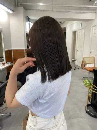 ミディアム カラー レイヤーボブ/ 艶カラー/サナ🌼のヘアスタイル